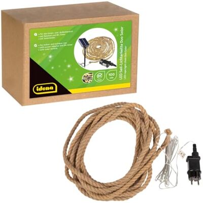Idena 30520 Led-lichtsnoer met 100 leds in warmwit, voor buiten en binnen, lengte ca. 9 m, met zonne-energie of voeding, timerfunctie 8 uur Idena 30520 Led-lichtsnoer met 100 leds in warmwit, voor buiten en binnen, lengte ca. 9 m, met zonne-energie of voeding, timerfunctie 8 uur