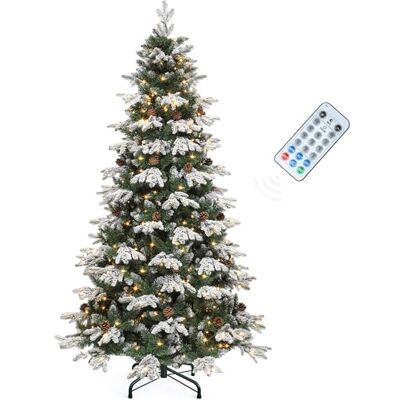 YITAHOME Kunstkerstboom, 182,9 cm, met verlichting en afstandsbediening, vooraf gedecoreerd met 29 dennenappels en 900 PE/PVC-takpunten, 11 verlichtingsstanden, 3 timers, verstelbaar en gevlokt YITAHOME Kunstkerstboom, 182,9 cm, met verlichting en afstandsbediening, vooraf gedecoreerd met 29 dennenappels en 900 PE/PVC-takpunten, 11 verlichtingsstanden, 3 timers, verstelbaar en gevlokt