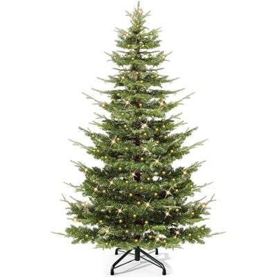 YITAHOME Aspen Fir Kunstkerstboom met verlichting, 6,5 m (ca. 2 m) met kristaldecoratie, elegante kerstdecoratie met 900 gemengde takken van polyethyleen en pvc, 500 YITAHOME Aspen Fir Kunstkerstboom met verlichting, 6,5 m (ca. 2 m) met kristaldecoratie, elegante kerstdecoratie met 900 gemengde takken van polyethyleen en pvc, 500