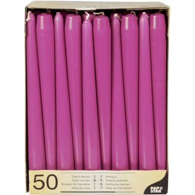 PAPSTAR Kandelaarskaarsen, 50 stuks, diameter 2,2 cm, 25 cm, fuchsia PAPSTAR Kandelaarskaarsen, 50 stuks, diameter 2,2 cm, 25 cm, fuchsia