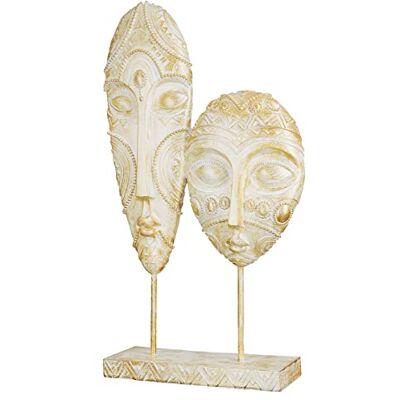GILDE Decoratieve sculptuurhoofdmaskers om neer te zetten, kleur/wit/goud, met ornamenten, hoogte 3 cm GILDE Decoratieve sculptuurhoofdmaskers om neer te zetten, kleur/wit/goud, met ornamenten, hoogte 3 cm
