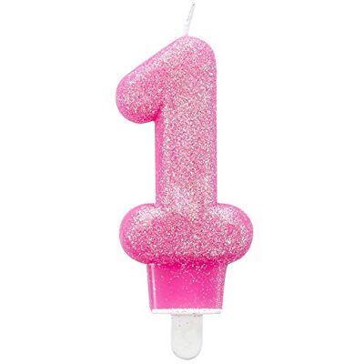 amscan 9900761 cijferkaars 1, hoogte 7,6 cm, nul, roze, glitter, taartkaars, kaars, verjaardag, taart, decoratie amscan 9900761 cijferkaars 1, hoogte 7,6 cm, nul, roze, glitter, taartkaars, kaars, verjaardag, taart, decoratie