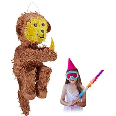 Relaxdays Piñata aap, om op te hangen, kinderen, meisjes en jongens, verjaardag, themafeesten, om te vullen, papier, bruin, 10031490 Relaxdays Piñata aap, om op te hangen, kinderen, meisjes en jongens, verjaardag, themafeesten, om te vullen, papier, bruin, 10031490