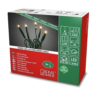 Konstsmide 6353-820 Lichtsnoer voor binnenshuis, netvoeding, aantal lampen: 50 leds, barnsteen Konstsmide 6353-820 Lichtsnoer voor binnenshuis, netvoeding, aantal lampen: 50 leds, barnsteen
