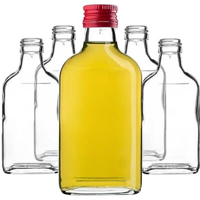 KADAX 5 stuks lege flesjes om te vullen, 200 ml, kleine glazen flessen met schroefsluiting, rood KADAX 5 stuks lege flesjes om te vullen, 200 ml, kleine glazen flessen met schroefsluiting, rood