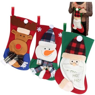 com-four ® 3 x premium XL kerstkousen om te vullen, kerstmanlaarzen Kerstdecoratie in 3 schattige motieven com-four ® 3 x premium XL kerstkousen om te vullen, kerstmanlaarzen Kerstdecoratie in 3 schattige motieven