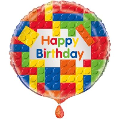Unique Kleurrijke ronde folieballon met bouwstenen voor verjaardag (45 cm) perfect voor feestjes en decoraties, 45,7 cm Unique Kleurrijke ronde folieballon met bouwstenen voor verjaardag (45 cm) perfect voor feestjes en decoraties, 45,7 cm