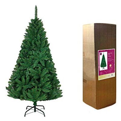 SHATCHI Luxe kunstkerstboom, bossige groen, 2,4 m, scharnierende takken, 1396 potloodpunten met metalen standaard, kerstdecoraties voor thuis SHATCHI Luxe kunstkerstboom, bossige groen, 2,4 m, scharnierende takken, 1396 potloodpunten met metalen standaard, kerstdecoraties voor thuis