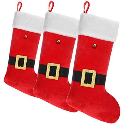 com-four ® 3X Premium Santa Claus XL kousen om op te hangen kerstsokken fluwelen kerstman kerstdecoratie Bottine velours du Père Noël Décoration de Noël com-four ® 3X Premium Santa Claus XL kousen om op te hangen kerstsokken fluwelen kerstman kerstdecoratie Bottine velours du Père Noël Décoration de Noël