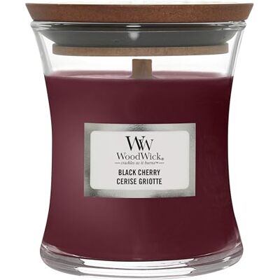 WoodWick Middelgrote geurkaars in zandloperglas met knetterende lont Black Cherry brandduur tot 20 uur WoodWick Middelgrote geurkaars in zandloperglas met knetterende lont Black Cherry brandduur tot 20 uur