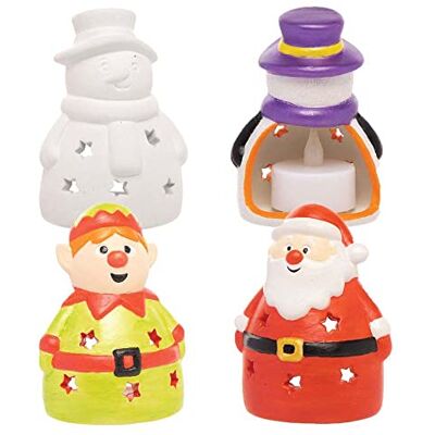 Baker Ross FC257 Kandelaar voor kinderen, van keramiek, kerstmotief, 3 stuks, kandelaar, decoratie, kerstkaarsenhouder, creatieve vrije tijd voor kinderen Baker Ross FC257 Kandelaar voor kinderen, van keramiek, kerstmotief, 3 stuks, kandelaar, decoratie, kerstkaarsenhouder, creatieve vrije tijd voor kinderen