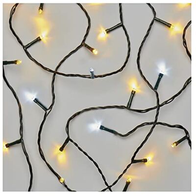 EMOS Led-lichtsnoer, warmwit + koudwit knipperlicht, voor binnen en buiten, 12 m lang, IP44, 120 leds, 6 uur timerfunctie en voeding, voor feestjes, Kerstmis EMOS Led-lichtsnoer, warmwit + koudwit knipperlicht, voor binnen en buiten, 12 m lang, IP44, 120 leds, 6 uur timerfunctie en voeding, voor feestjes, Kerstmis