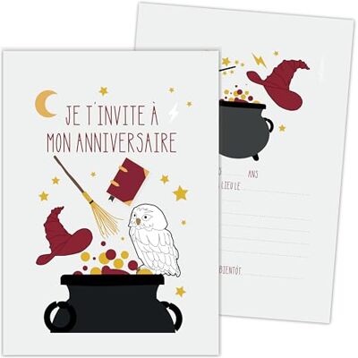 ScrapCooking 8 uitnodigingskaarten verjaardag tovenaar voor verjaardag kind jongen meisje uitnodigingskaarten feest magie, hekserij kleur grijs 0262 ScrapCooking 8 uitnodigingskaarten verjaardag tovenaar voor verjaardag kind jongen meisje uitnodigingskaarten feest magie, hekserij kleur grijs 0262