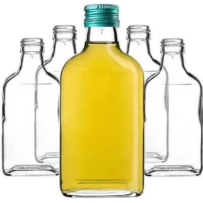 KADAX 50 stuks flesjes van 200 ml, kleine glazen flessen met schroefdop, lege flessen om te vullen, mini-likeurflessen, likeurflessen (groen) KADAX 50 stuks flesjes van 200 ml, kleine glazen flessen met schroefdop, lege flessen om te vullen, mini-likeurflessen, likeurflessen (groen)