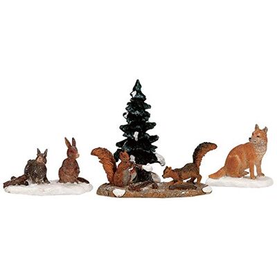 Lemax 4-delige set dieren "bosdieren" van hars, H6 cm Lemax 4-delige set dieren "bosdieren" van hars, H6 cm