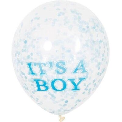 Unique Party 58111 Latex ballonnen voor babyshower, opschrift It's A Boy, blauw, 30,5 cm, 58111 Unique Party 58111 Latex ballonnen voor babyshower, opschrift It's A Boy, blauw, 30,5 cm, 58111