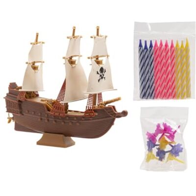 dekora Piratenschip taarttopper met kaarsen pk/10 dekora Piratenschip taarttopper met kaarsen pk/10