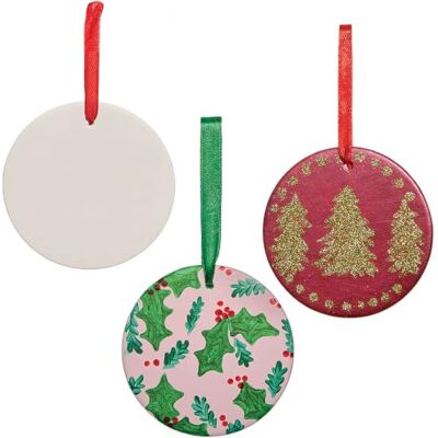 Baker Ross VC321 Keramische kerstballen, set van 4, kerstballen, kerstboomversiering Baker Ross VC321 Keramische kerstballen, set van 4, kerstballen, kerstboomversiering