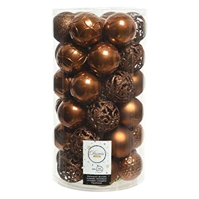 Kaemingk Set van 37 kerstballen, kunststof, 6 cm x 37 ornamenten, kerstballen, mix kerstballen, oranje, koper, kaneel Kaemingk Set van 37 kerstballen, kunststof, 6 cm x 37 ornamenten, kerstballen, mix kerstballen, oranje, koper, kaneel