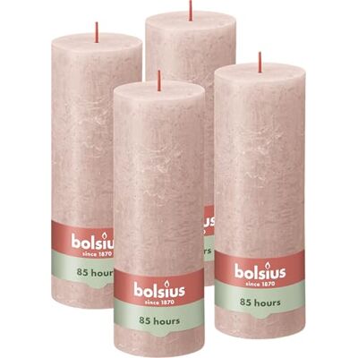 BOLSIUS Rustieke Pillar Candle Zacht Roze 19 cm Pack 4 BOLSIUS Rustieke Pillar Candle Zacht Roze 19 cm Pack 4