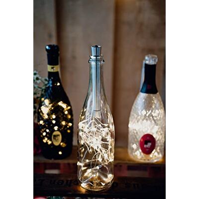 Hellum Led-flessenlamp met timer, 2-delige led-lichtketting met timer, AA-batterijen, 40 leds, 4 m, warmwit, voor flessen, gepersonaliseerd, tafeldecoratie, decoratief, fles, bruiloft, 150605 Hellum Led-flessenlamp met timer, 2-delige led-lichtketting met timer, AA-batterijen, 40 leds, 4 m, warmwit, voor flessen, gepersonaliseerd, tafeldecoratie, decoratief, fles, bruiloft, 150605