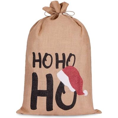 BRUBAKER Kerstzak Ho Ho 80 cm kerstcadeauzakje Jutezak voor Sinterklaas met koord voor het verpakken van geschenken Jute zak BRUBAKER Kerstzak Ho Ho 80 cm kerstcadeauzakje Jutezak voor Sinterklaas met koord voor het verpakken van geschenken Jute zak