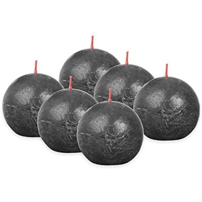 BOLSIUS Rustik kogelkaarsen, set van 6 stuks, antraciet, diameter 7,6 cm, brandlengte 25 uur, geurvrij, bevat natuurlijke plantaardige was, zonder palmolie BOLSIUS Rustik kogelkaarsen, set van 6 stuks, antraciet, diameter 7,6 cm, brandlengte 25 uur, geurvrij, bevat natuurlijke plantaardige was, zonder palmolie