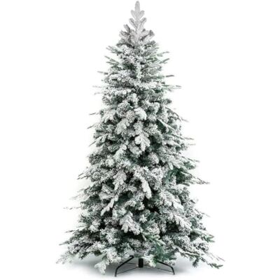 BAKAJI Superdikke besneeuwde Arctische kerstboom, extra vol, gevlokte dennentakken, witte kerstdecoratie, eenvoudige montage, parapluopening, extra dik (210 cm) BAKAJI Superdikke besneeuwde Arctische kerstboom, extra vol, gevlokte dennentakken, witte kerstdecoratie, eenvoudige montage, parapluopening, extra dik (210 cm)