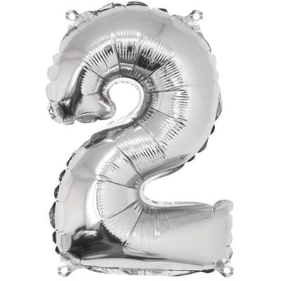 Rayher Opblaasbare ballon cijfer 2, verjaardag, jubileum, 40 cm, zilver, 87034606 Rayher Opblaasbare ballon cijfer 2, verjaardag, jubileum, 40 cm, zilver, 87034606