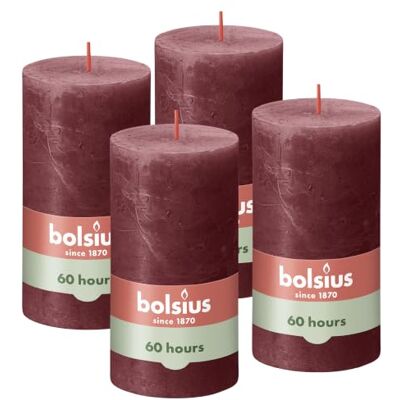BOLSIUS Rustieke pijler kaars, donkerrood, 13 x 7 cm (Pack 4) BOLSIUS Rustieke pijler kaars, donkerrood, 13 x 7 cm (Pack 4)
