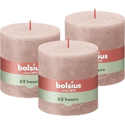BOLSIUS , 103668810304 Rustieke stompkaars, lichtroze, 10 x 10 cm (3 stuks) BOLSIUS , 103668810304 Rustieke stompkaars, lichtroze, 10 x 10 cm (3 stuks)