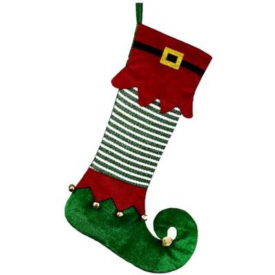MiOYOOW Elf kerstsokken, hangende kerstsokken met belletjes voor de open haard, groen, rood, wit, gebreide kerstversiering voor de kerstboom, cadeau, familiefeest MiOYOOW Elf kerstsokken, hangende kerstsokken met belletjes voor de open haard, groen, rood, wit, gebreide kerstversiering voor de kerstboom, cadeau, familiefeest