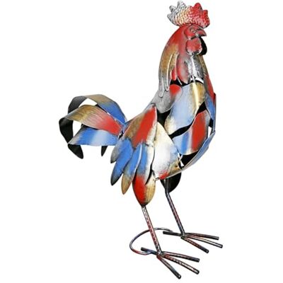 GILDE Grote decoratieve figuur Haan XL Handgemaakte en handbeschilderde metalen dierensculptuur Geschenkdecoratie Veelkleurig Hoogte 50 cm GILDE Grote decoratieve figuur Haan XL Handgemaakte en handbeschilderde metalen dierensculptuur Geschenkdecoratie Veelkleurig Hoogte 50 cm