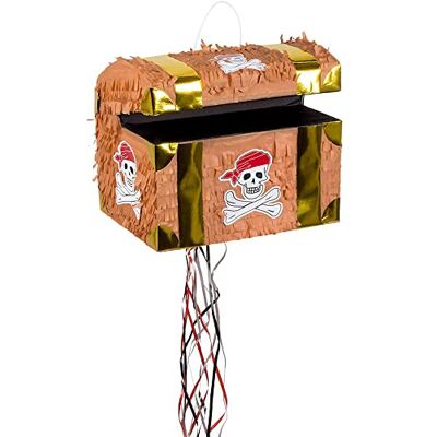 Boland CAT07 Pinata schatkist piraat (30 x 26 x 23 cm) Decoratie en spel voor verjaardag, carnaval en piratenfeest Boland CAT07 Pinata schatkist piraat (30 x 26 x 23 cm) Decoratie en spel voor verjaardag, carnaval en piratenfeest