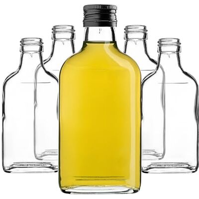 KADAX Set van 5 glazen flessen van 200 ml met schroefsluiting, lege flessen om te vullen, mini-likeurflessen, alcoholflessen (zwart) KADAX Set van 5 glazen flessen van 200 ml met schroefsluiting, lege flessen om te vullen, mini-likeurflessen, alcoholflessen (zwart)