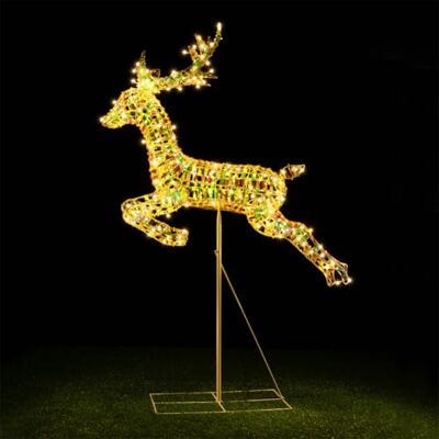BAKAJI Lichtgevend rendier Kerstmis LED 3D decoratie voor buiten, hert kerstman warm wit licht, buitendeur decoratie, tuin, terras, IP44 bescherming (94 x 150 cm) BAKAJI Lichtgevend rendier Kerstmis LED 3D decoratie voor buiten, hert kerstman warm wit licht, buitendeur decoratie, tuin, terras, IP44 bescherming (94 x 150 cm)