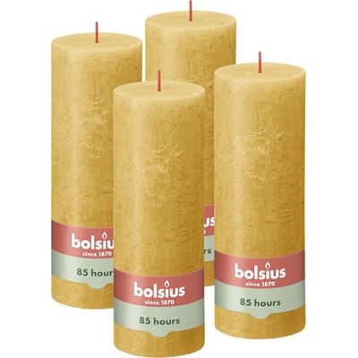 BOLSIUS Rustieke Pillar Candle Geel 19 cm Pack 4 BOLSIUS Rustieke Pillar Candle Geel 19 cm Pack 4