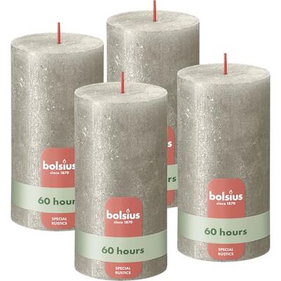 BOLSIUS Rustieke glinsterende stompkaarsen champagne 13 cm 4 stuks druppelt niet ongeparfumeerde kaarsen BOLSIUS Rustieke glinsterende stompkaarsen champagne 13 cm 4 stuks druppelt niet ongeparfumeerde kaarsen