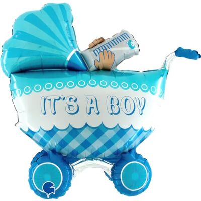 Grabo Reuzenballon 3D voor kinderwagen Buggy Its A Boy 107 cm blauw XXL babyfeest geboorte doop jongens babyshower reuzenballon Grabo Reuzenballon 3D voor kinderwagen Buggy Its A Boy 107 cm blauw XXL babyfeest geboorte doop jongens babyshower reuzenballon