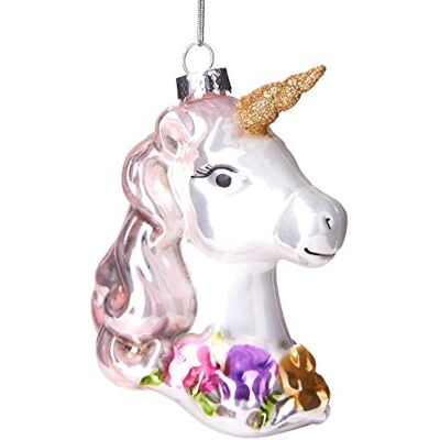 BRUBAKER Eenhoorn met bloemenkrans, kerstbal van glas, handbeschilderd, mondgeblazen kerstboomversiering, figuren, decoratie, grappige kerstbal, 9,5 cm BRUBAKER Eenhoorn met bloemenkrans, kerstbal van glas, handbeschilderd, mondgeblazen kerstboomversiering, figuren, decoratie, grappige kerstbal, 9,5 cm