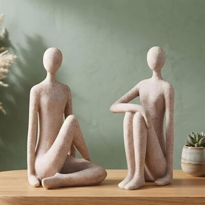 levandeo Set van 2 abstracte decoratieve figuren, hoogte 20 cm, bruin/beige, koppelsculptuur, steenlook, woondecoratie, plankdecoratie, yoga-decoratie levandeo Set van 2 abstracte decoratieve figuren, hoogte 20 cm, bruin/beige, koppelsculptuur, steenlook, woondecoratie, plankdecoratie, yoga-decoratie