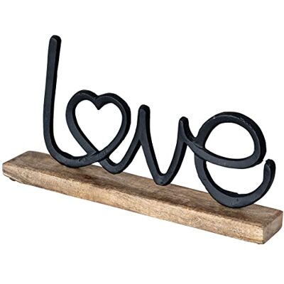 levandeo Letter Love H17 cm metaal zwart mangohout levandeo Letter Love H17 cm metaal zwart mangohout