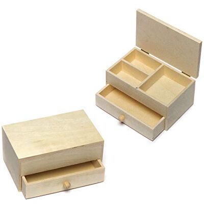 Baker Ross AR143 Set van 2 houten juwelendoosjes voor kinderknutselprojecten, geschenken, souvenirs en meer, 12 cm x 7 cm x 6 cm Baker Ross AR143 Set van 2 houten juwelendoosjes voor kinderknutselprojecten, geschenken, souvenirs en meer, 12 cm x 7 cm x 6 cm