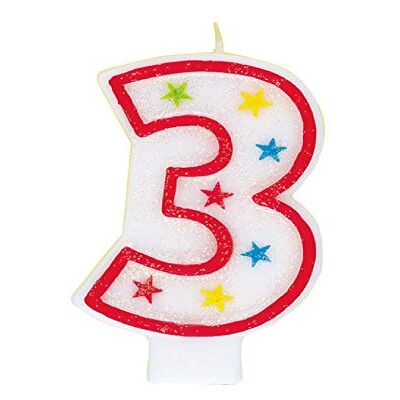 Unique Party 37313 – kaars met glitter voor verjaardag nummer 3 en taartdecoratie – Happy Birthday, zonder parfum Unique Party 37313 – kaars met glitter voor verjaardag nummer 3 en taartdecoratie – Happy Birthday, zonder parfum