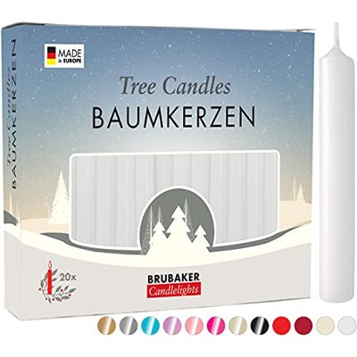 BRUBAKER 20 Pakje Boomkaarsen Was Kerstmis Kaarsen Piramide Kaarsen Kerstboom Kaarsen Wit BRUBAKER 20 Pakje Boomkaarsen Was Kerstmis Kaarsen Piramide Kaarsen Kerstboom Kaarsen Wit