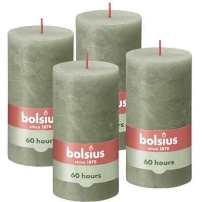 BOLSIUS Rustieke pijler kaars, donkergroen, 13 x 7 cm, (Pack 4) BOLSIUS Rustieke pijler kaars, donkergroen, 13 x 7 cm, (Pack 4)