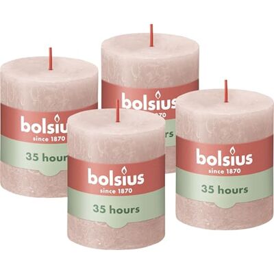 BOLSIUS Rustieke pilaar kaars, zacht roze, 8 x 7 cm (Pack 4) BOLSIUS Rustieke pilaar kaars, zacht roze, 8 x 7 cm (Pack 4)