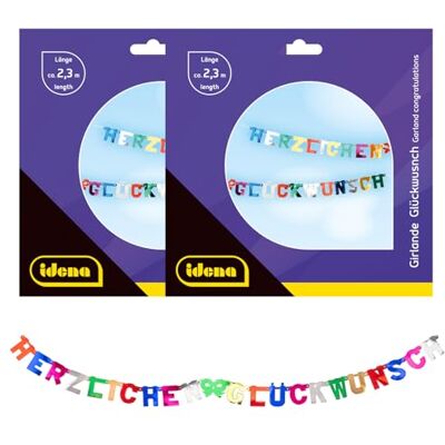 Idena 90118 2 stuks felicitatieslingers verjaardagsdecoratie kinderverjaardag Idena 90118 2 stuks felicitatieslingers verjaardagsdecoratie kinderverjaardag