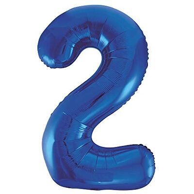 Unique Party gigantische folieballon nummer 2 blauw 5599 86 cm Unique Party gigantische folieballon nummer 2 blauw 5599 86 cm
