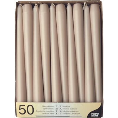 PAPSTAR 50 kandelaarskaarsen Ø 2,2 cm 25 cm poeder PAPSTAR 50 kandelaarskaarsen Ø 2,2 cm 25 cm poeder